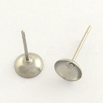 Tarnish Resistant 304 Stainless Steel Post Stud Earring Findings STAS-R063-51-1