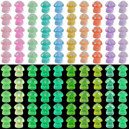 100Pcs 10 Colors Mushroom Luminous Resin Display Decorations RESI-SZ0003-46-1