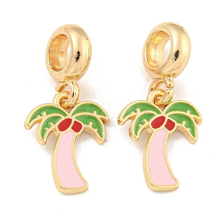 Rack Plating Alloy Enamel Coconut Tree European Dangle Charms FIND-B034-51G-02-1