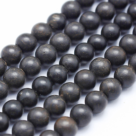 Natural Ebony Wood Beads Strands WOOD-P011-03-6mm-1