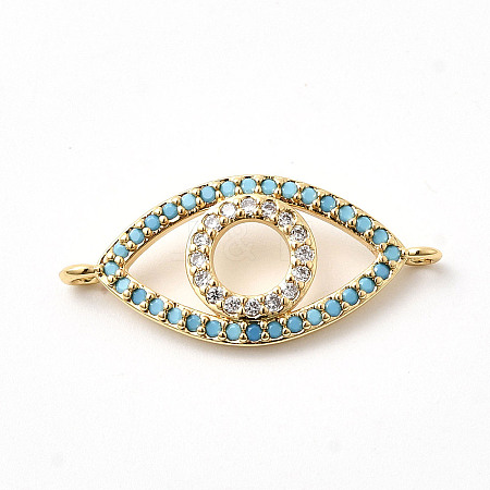 Brass Micro Pave Sky Blue and Clear Cubic Zirconia Connector Charms KK-H529-05B-G01-1