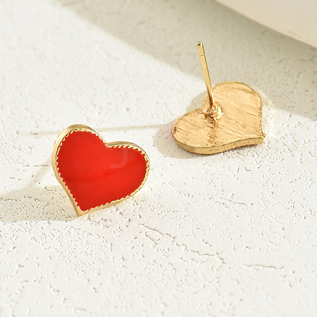 Elegant Red Heart Stud Earrings for Women BU2905-1