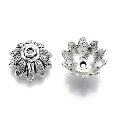 Tibetan Style Alloy Bead Caps TIBEP-S319-104AS-RS-1