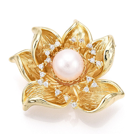 Natural Pearl Flower Brooches for Women JEWB-N001-15G-1