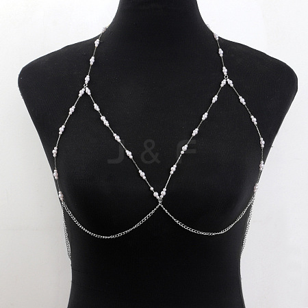 Alloy & Plastic Imitation Pearl Round Beaded Sexy Chest Body Chains FS-WGEE1AB-02-1