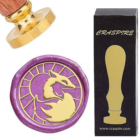 Brass Wax Seal Stamps with Wood Handle AJEW-WH0412-0167-1