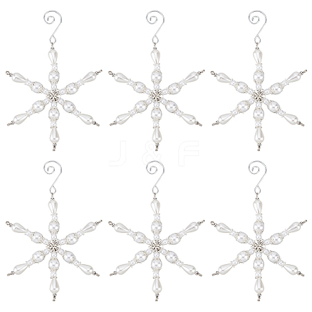 Snowflake Glass Pendant Decoration HJEW-GO00054-1