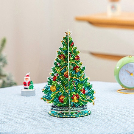 DIY Christmas Tree Display Decor Diamond Painting Kits XMAS-PW0001-104-1