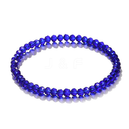 4mm Prism Faceted Rondelle Glass Beaded Stretch Bracelets for Women LS-EH2213-8-1