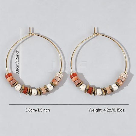 Bohemian Colorful Natural Stone Beaded Hoop Earrings for Women TC8754-7-1