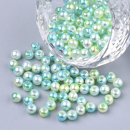 Rainbow ABS Plastic Imitation Pearl Beads X1-OACR-Q174-10mm-03-1