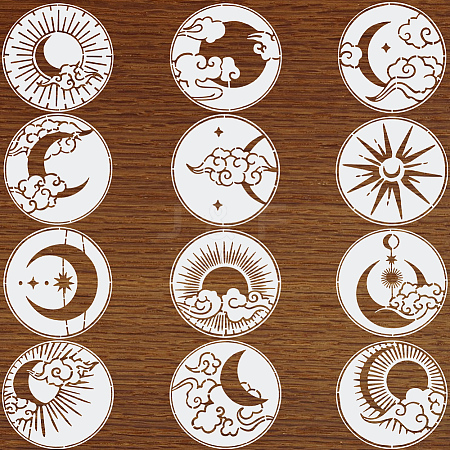 12Pcs 12 Styles Moon & Cloud & Star PET Plastic Hollow Out Drawing Painting Stencils Templates DIY-WH0349-200-1