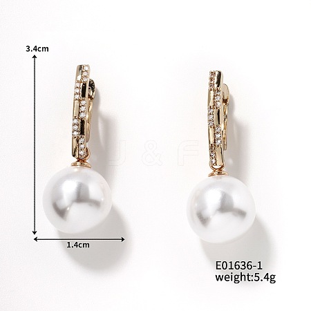 Chic Imitation Pearl Hoop Earrings for Women QX1953-1-1