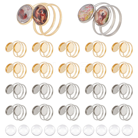 DIY Blank Dome 201 Stainless Steel Finger Rings Making Kits DIY-PH0028-69-1