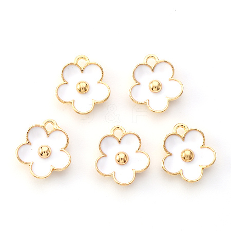 Light Gold Plated Alloy Enamel Pendants X-ENAM-R136-16A-1