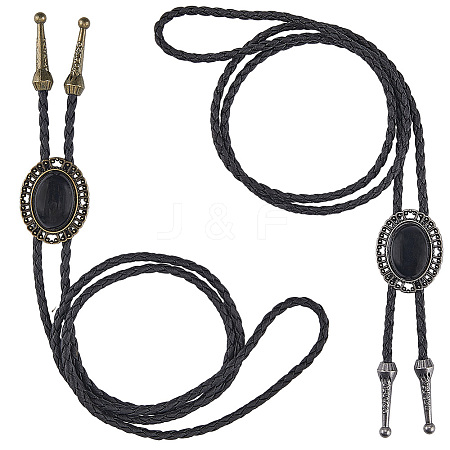 2Pcs 2 Colors PU Leather Lariat Necklace NJEW-GF0001-15-1