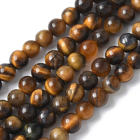 Round Tiger Eye Beads Strands Z0RQT011-AB-1