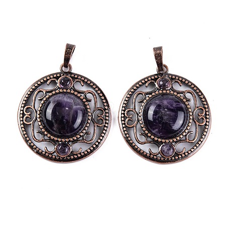 Natural Amethyst Pendants G-Q158-03-04-1