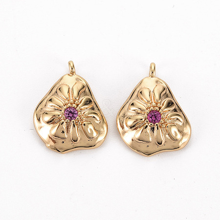 Brass Micro Pave Medium Violet Red Cubic Zirconia Pendants KK-S356-468-NF-1