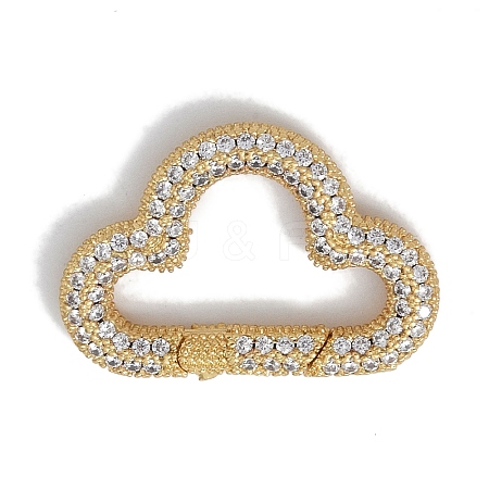 Rack Plating Brass Micro Pave Cubic Zirconia Spring Gate Rings Clasps KK-NH0002-05G-01-1