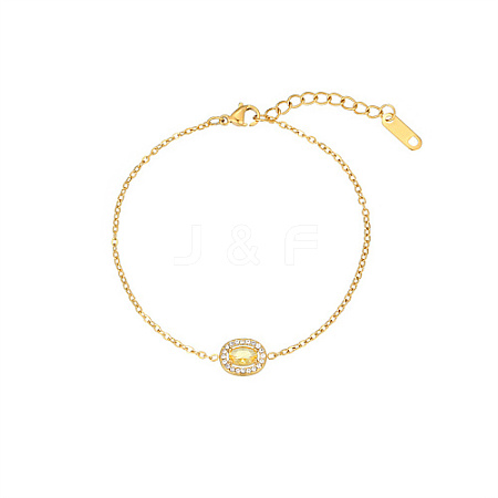 Oval Cubic Zirconia Link Bracelets TI7609-4-1