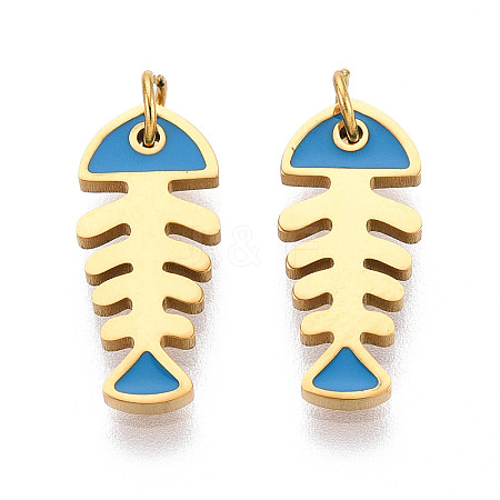304 Stainless Steel Enamel Pendants STAS-N115-02B-G-1