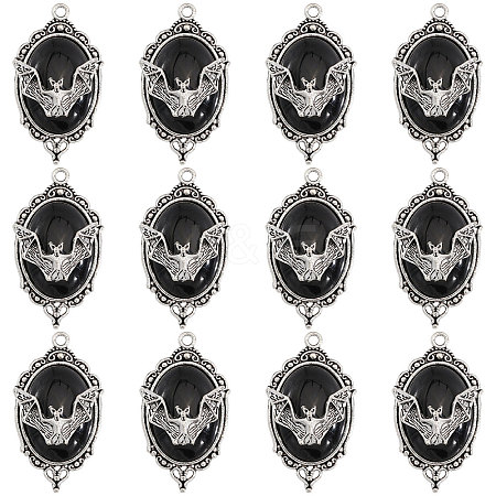 12Pcs Vampire Bat Shaped Alloy Enamel Pendants ENAM-CA0001-87B-1