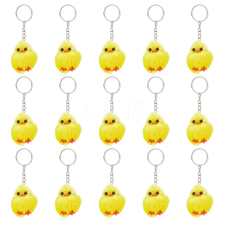 Cute Water Mink Mini Fur Chicken Pendant Bag Keychain KEYC-WH0018-77-1