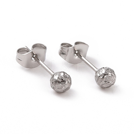 Non-Tarnish 304 Stainless Steel Ball Stud Earrings for Women EJEW-C038-01P-1