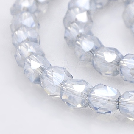 Pearl Luster Plated Glass Faceted Drum Beads Strands GLAA-A032-6mm-PL09-1