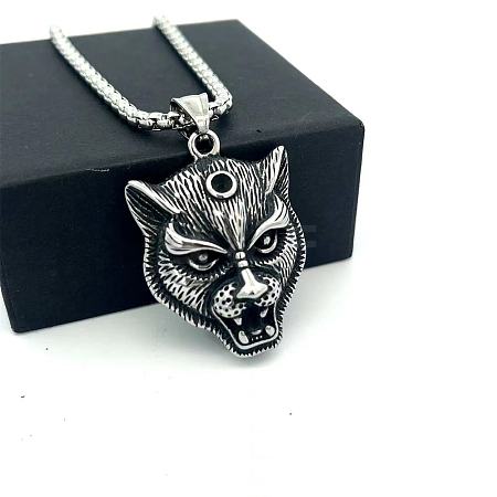 Vintage 304 Stainless Steel Lion Head Pendant Necklaces for Men Women OG9311-1