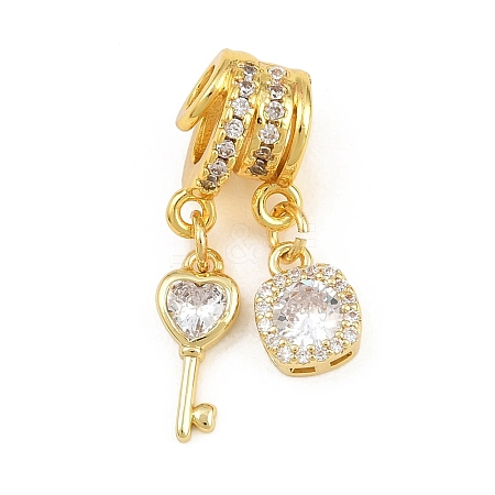 Brass Micro Pave Clear Cubic Zirconia Pendants CU-CBAD306-09G-1