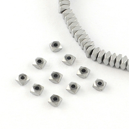 Square Electroplated Non-magnetic Synthetic Hematite Bead Spacers X-G-R259-76G-1