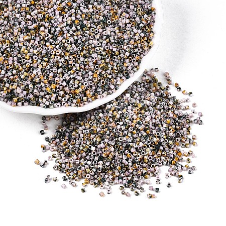 Spray Painted Picasso Cylinder Glass Seed Beads GLAA-T028-12A-12-1