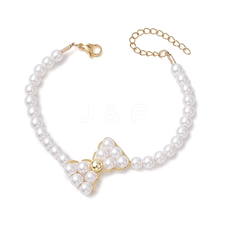 Natural Shell Pearl Link Bracelets BJEW-JB11374-1