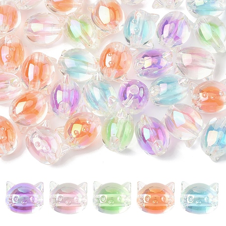 32Pcs UV Plating Rainbow Iridescent Acrylic Beads OACR-FS0002-16-1