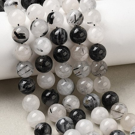 Natural Black Rutilated Quartz Beads Strands G-D295-6mm-1