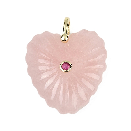 Natural Rose Quartz Carved Pendants G-C276-01G-08-1