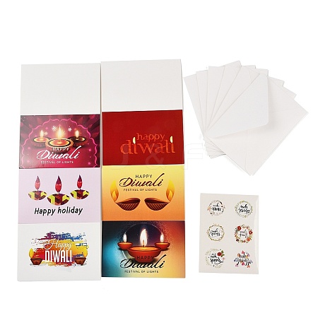 Rectangle Diwali Day Paper Greeting Card DIY-NH0010-01A-1