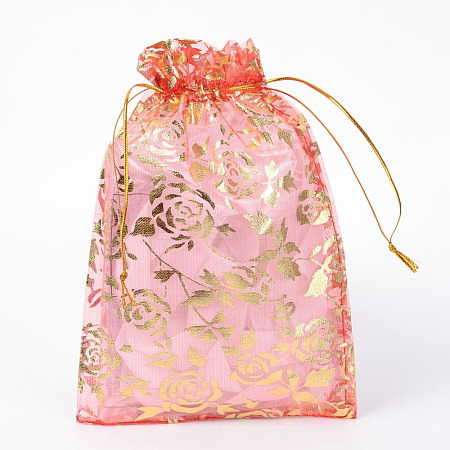 Rose Printed Organza Bags OP-UK0005-17x23-06-1
