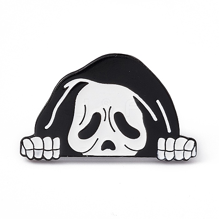 White Halloween Enamel Pin JEWB-A005-12-04-1