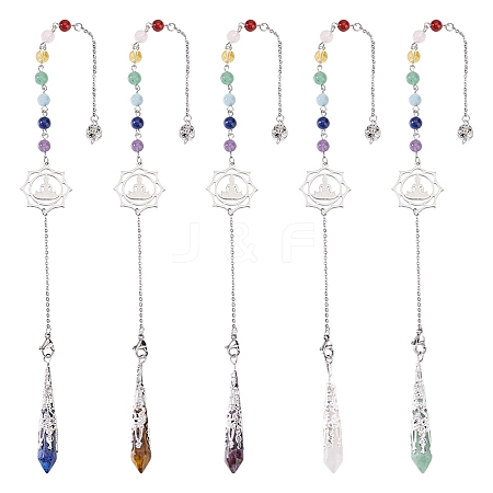 Teardop Natural Gemstone Pointed Dowsing Pendulums PALLOY-GO00018-1