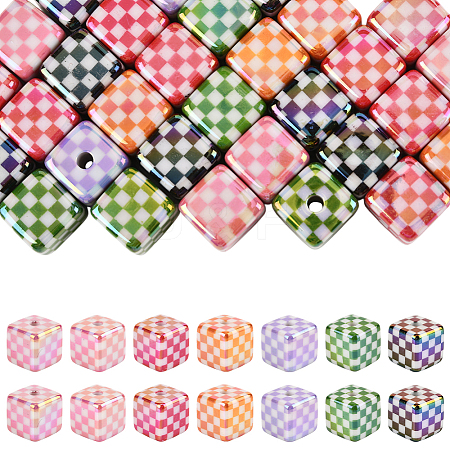 30Pcs UV Plating Opaque Acrylic Beads OACR-SP0001-92-1