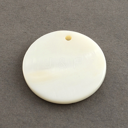 Flat Round Sea Shell Charms SSHEL-R025-8mm-1