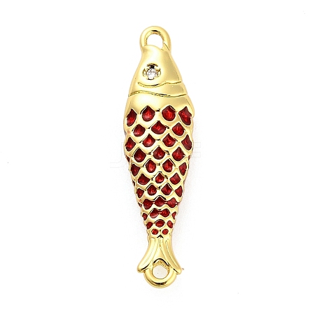 Brass Enamel Fish Connector Charms KK-H527-11G-06-1