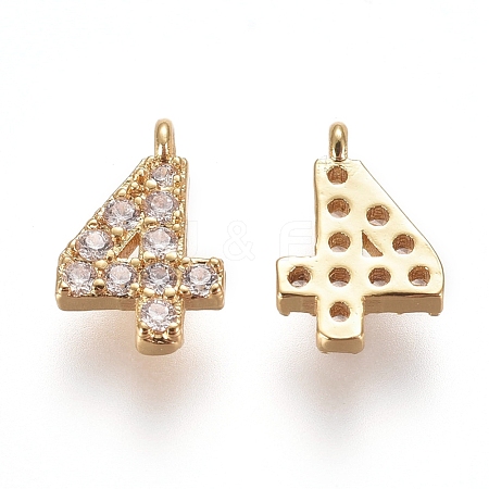 Brass Micro Pave Clear Cubic Zirconia Charms X-ZIRC-L075-60A-04G-1