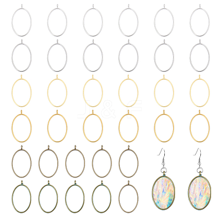 36Pcs 6 Colors Alloy Hollow Geometric Open Back Bezel FIND-CA0010-67-1