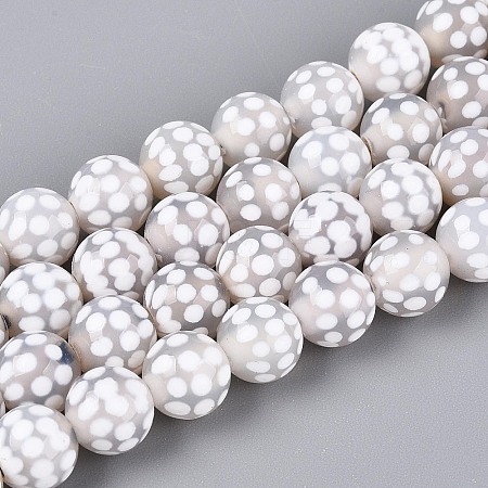 Tibetan Style Natural Agate dZi Beads Strands G-T144-36B-02-1
