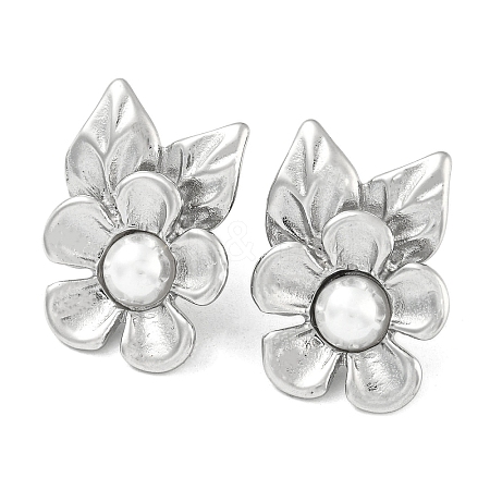 304 Stainless Steel Flower Stud Earrings EJEW-M233-05P-1