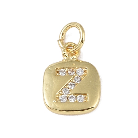 Rack Plating Brass Micro Pave CLear Cubic Zirconia Charms KK-E110-14G-Z-1